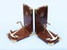 Solid Brass and Wood Anchor Book Ends - 2