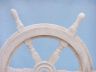 Classic Wooden Whitewashed Decorative Ship Steering Wheel 18 - 3