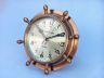 Antique Brass Double Dial Porthole Wheel Clock 8 - 4