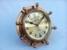 Antique Brass Double Dial Porthole Wheel Clock 8 - 3
