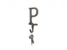 Rustic Copper Cast Iron Letter P Alphabet Wall Hook 6 - 6
