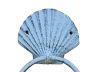 Rustic Dark Blue Whitewashed Cast Iron Seashell Towel Holder 8.5 - 1
