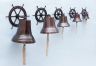 Antique Copper Hanging Ship Wheel Bell 8 - 4
