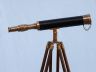 Floor Standing Antique Brass With Leather Harbor Master Telescope 50 - 7