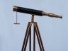 Floor Standing Antique Brass With Leather Harbor Master Telescope 50 - 5