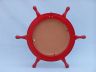 Deluxe Class Red Wood and Chrome Ship Wheel Mirror 16 - 3