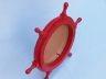 Deluxe Class Red Wood and Chrome Ship Wheel Mirror 16 - 2