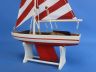 Wooden Decorative Sailboat Model with Rustic Red Stripes 12 - 2