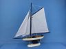 Wooden Bermuda Sloop Dark Blue - White Sails Model Sailboat Decoration 17 - 2