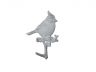 Whitewashed Cast Iron Robin Sitting on a Tree Branch Decorative Metal Wall Hook 6.5 - 1