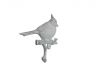 Whitewashed Cast Iron Robin Sitting on a Tree Branch Decorative Metal Wall Hook 6.5 - 2