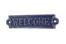 Rustic Dark Blue Whitewashed Cast Iron Welcome Sign 6 - 1
