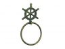 Antique Bronze Cast Iron Ship Wheel Towel Holder 8.5 - 4