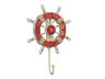 Rustic Red and White Decorative Ship Wheel with Hook 8 - 5
