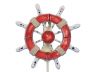 Rustic Red and White Decorative Ship Wheel with Hook 8 - 4