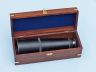 Deluxe Class Oil Rubbed Bronze- Leather Antique Admirals Spyglass Telescope 27 with Rosewood Box - 2