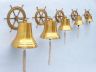 Brass  Plated Hanging Ship Wheel Bell 10 - 5