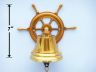 Brass Plated Hanging Ship Wheel Bell 7 - 1