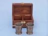 Antique Brass Anchor Shot Glasses With Rosewood Box 4 - Set of 2 - 2