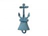 Rustic Dark Blue Whitewashed Cast Iron Anchor Hand Bell 5 - 1