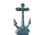 Rustic Dark Blue Whitewashed Cast Iron Anchor Hand Bell 5 - 2