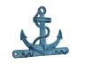 Rustic Dark Blue Whitewashed Cast Iron Anchor with Hooks 8 - 3