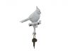 Whitewashed Cast Iron Robin Sitting on a Tree Branch Decorative Metal Wall Hook 6.5 - 3