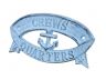 Rustic Dark Blue Whitewashed Cast Iron Crews Quarters Sign 8 - 2