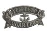 Antique Silver Cast Iron Poop Deck Quarters Sign 8 - 1