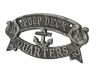 Antique Silver Cast Iron Poop Deck Quarters Sign 8 - 3
