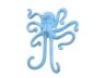 Rustic Dark Blue Whitewashed Cast Iron Decorative Wall Mounted Octopus Hooks 6 - 2