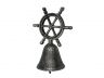 Rustic Silver Cast Iron Ship Wheel Hand Bell 6 - 1