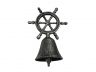 Rustic Silver Cast Iron Ship Wheel Hand Bell 6 - 3