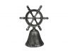 Rustic Silver Cast Iron Ship Wheel Hand Bell 6 - 4