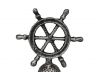 Rustic Silver Cast Iron Ship Wheel Hand Bell 6 - 5