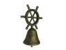Rustic Gold Cast Iron Ship Wheel Hand Bell 6 - 1
