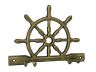 Rustic Gold Cast Iron Ship Wheel with Hooks 8 - 1