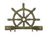 Rustic Gold Cast Iron Ship Wheel with Hooks 8 - 2