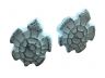 Dark Blue Whitewashed Cast Iron Turtle Decorative Napkin Ring 4 - set of 2 - 2