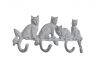Whitewashed Cast Iron Sitting Cat Family Decorative Metal Wall Hooks 11 - 2