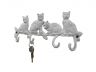 Whitewashed Cast Iron Sitting Cat Family Decorative Metal Wall Hooks 11 - 4