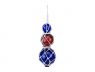 Blue - Red - Blue Japanese Glass Ball Fishing Floats with White Netting Decoration 11 - 1