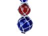 Blue - Red - Blue Japanese Glass Ball Fishing Floats with White Netting Decoration 11 - 2