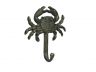 Antique Seaworn Bronze Cast Iron Wall Mounted Crab Hook 5 - 3