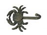 Antique Seaworn Bronze Cast Iron Wall Mounted Crab Hook 5 - 2