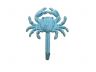 Rustic Blue Whitewashed Cast Iron Wall Mounted Crab Hook 5 - 3