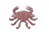 Red Whitewashed Cast Iron Decorative Crab with Six Metal Wall Hooks 7 - 4