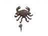 Rustic Copper Cast Iron Decorative Crab with Six Metal Wall Hooks 7 - 1