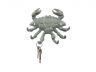 Antique Bronze Cast Iron Decorative Crab with Six Metal Wall Hooks 7 - 1
