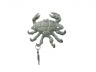 Antique Bronze Cast Iron Decorative Crab with Six Metal Wall Hooks 7 - 3